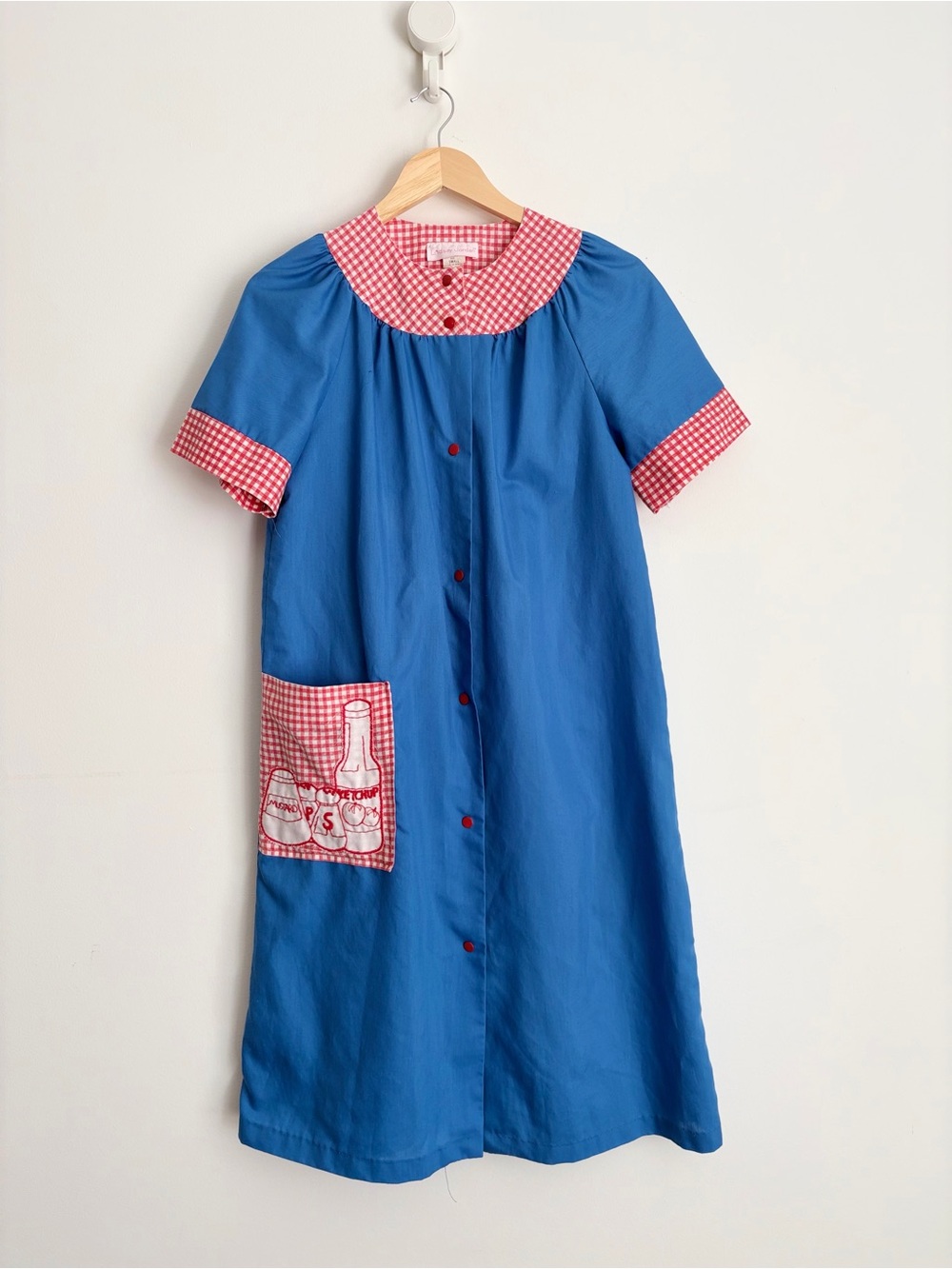 Vintage Lindsay Jordan Condiment Pocket Chore Dress Gingham Retro Kitsch S